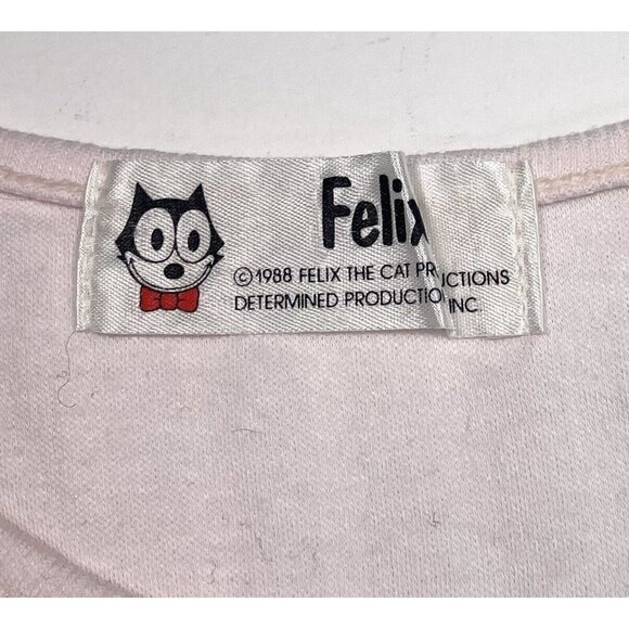 VTG 1988 Womens SMALL Pink Felix the Cat Lovable Guy Cartoon TANK TOP *Stained* - Picture 9 of 11